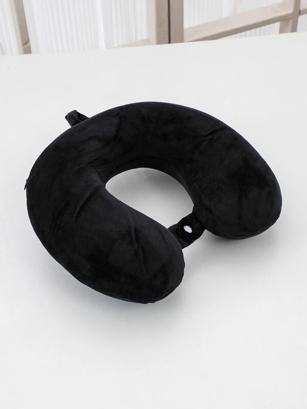 100% Memory Velvet Travel Neck Pillow, Comfortable & Breathable U-shaped Pillow, Detachable, Suitable For Travel, Car, Home, Office, Plane, Train, Rest To Prevent Forward Head Drop, Used For Head & Neck Support black Black