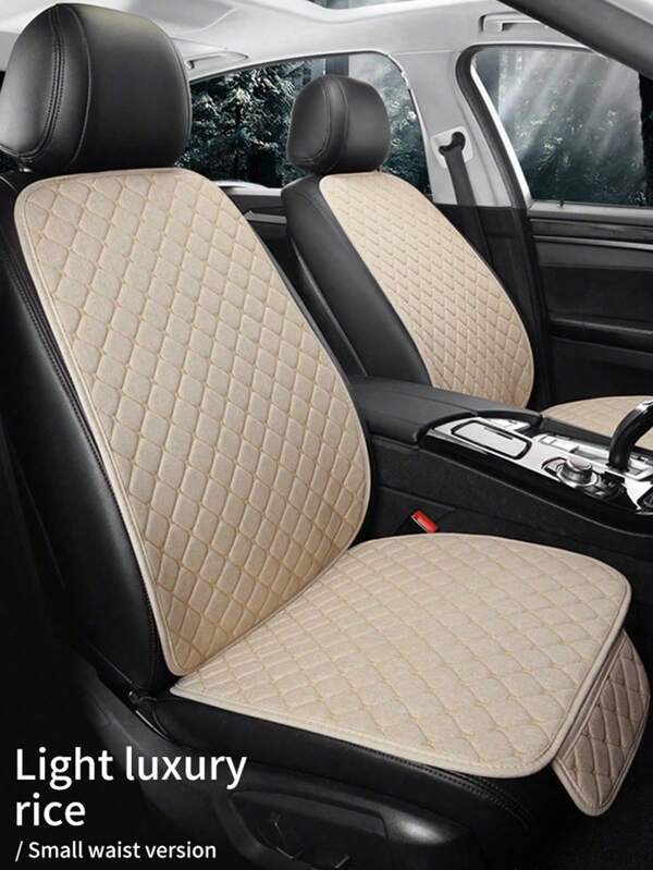 Universal Car Seat Cover Linen Front Backrest Seat Cushion For Car Interior, Suitable For Trucks, Suvs And Beige