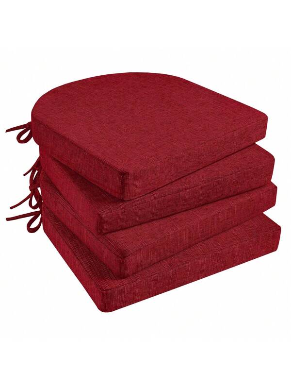 Chair Cushions For Dining Chairs, Memory Foam Chair Cushion With Ties And Non Slip Backing Red