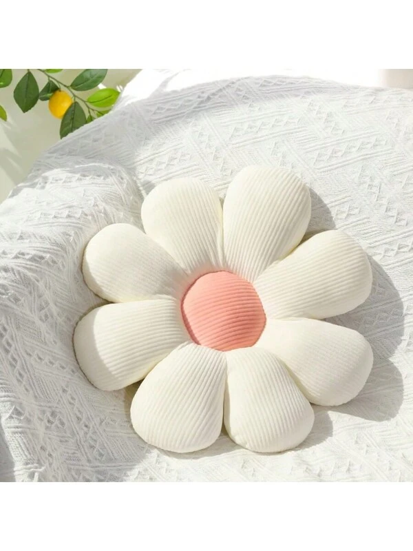 1pc White Daisy Shaped Cushion, Lovely Floor Pillow Flower Seat Back Cushion, Sunflower Chair Pad, Large Flower Shaped Plush Pillow, Cute Decorative Floor Pillow, Suitable For Chair, Bed, Sofa, Home Decoration And Gifts For Kids, Girls And Women Multicolor