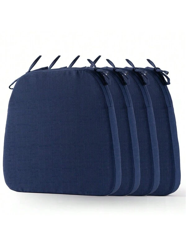 Chair Cushion With Ties For Dining Chairs, Non Slip Kitchen Chair Pad And Dining Seat Cushion With Machine Washable Cover, 16"X16"X2" Navy Blue