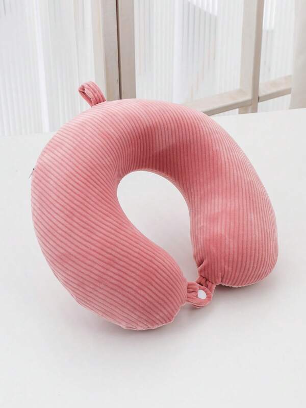 Solid Memory Foam Travel U-Shaped Neck Pillow Dusty Pink