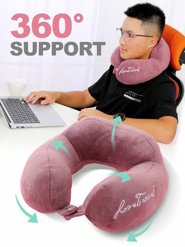 Upgraded U-Shaped Travel Pillow Supportive Neck Pillow Dusty Purple