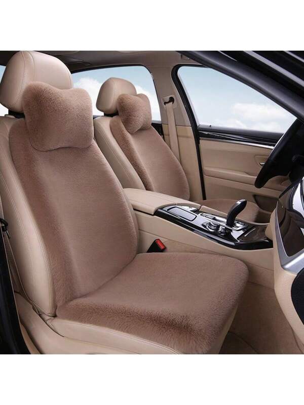 1pc Car Seat Cushion Winter Long Plush Seat Cushion Comfortable And Warm Car Seat Cover Backrest Short Long Plush Rear Seat Cushion Backrest