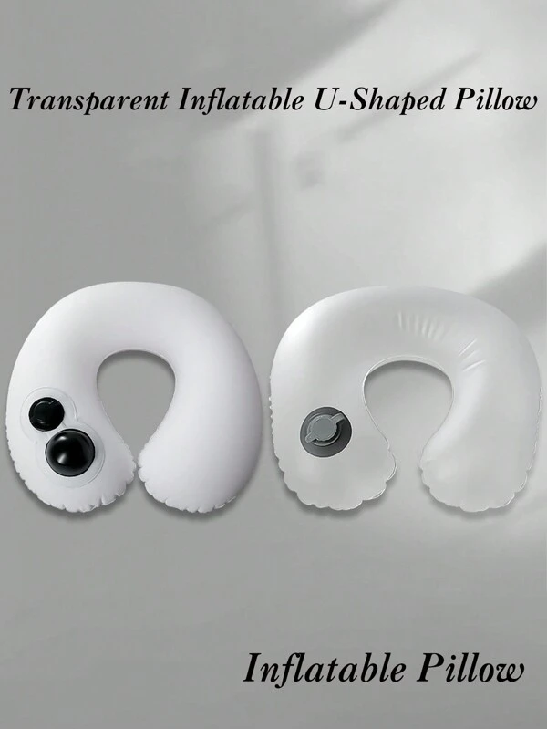 1 Solid Color Travel Pillow, Simple Portable Inflatable Pillow For U-Shaped Pillow, Travel Comfort, Neck Travel, Home, Office, Train, Self-Driving Tour And Family Camping Supplies, Airplane Caravan Office Flight Snap With Soft Cover, Student Adult Pad, Support And Protect Cervical Vertebrae When Studying Or Riding In The Car, Inflatable Design, Outdoor Storage, Travel Pillow Airplane Multicolor